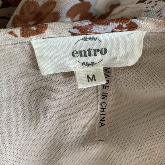 Entro Dress Medium Brown Long Sleeve Boho Festival Cottagecore - Picture 6 of 7